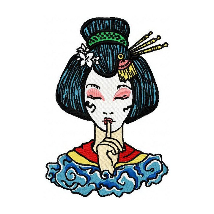 Geisha be quiet embroidery design - Embroidery Design