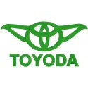 Embroidery design preview of a Toyoda logo pattern showcasing detailed stitching and vibrant colors.