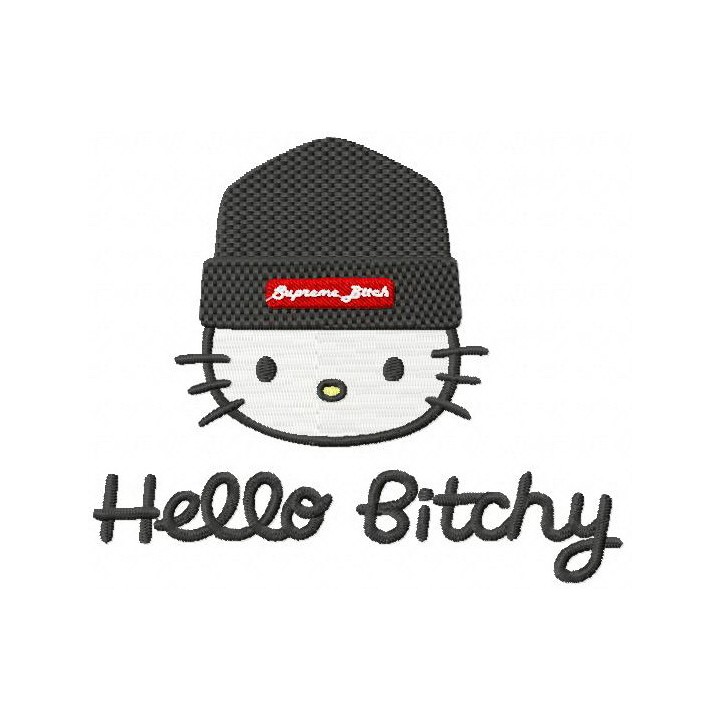 Hello Kitty Hello Bitchy embroidery design - Embroidery Design