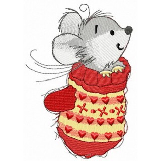 Mouse in mitten embroidery design - Embroidery Design