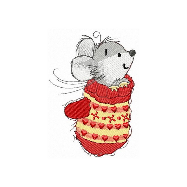 Mouse in mitten embroidery design - Embroidery Design