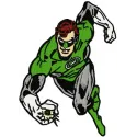 Embroidery design featuring Green Lantern in an action pose, ideal for stitching on t-shirts or tote bags.