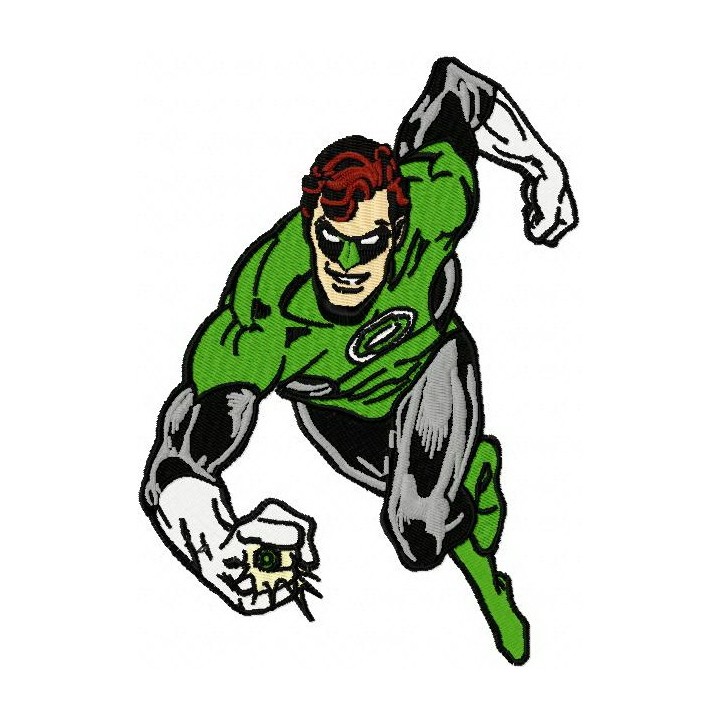Green Lantern attacks embroidery design - Embroidery Design