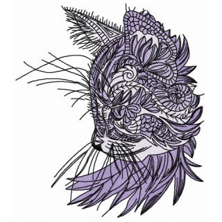 Curious mosaic cat 5 embroidery design - Embroidery Design