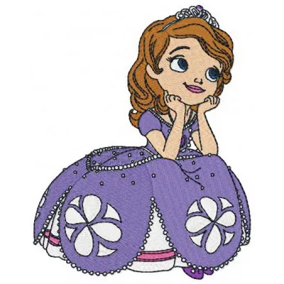 Dreamy Sofia embroidery design featuring Sofia the First, ideal for stitching on children's clothing and accessories.