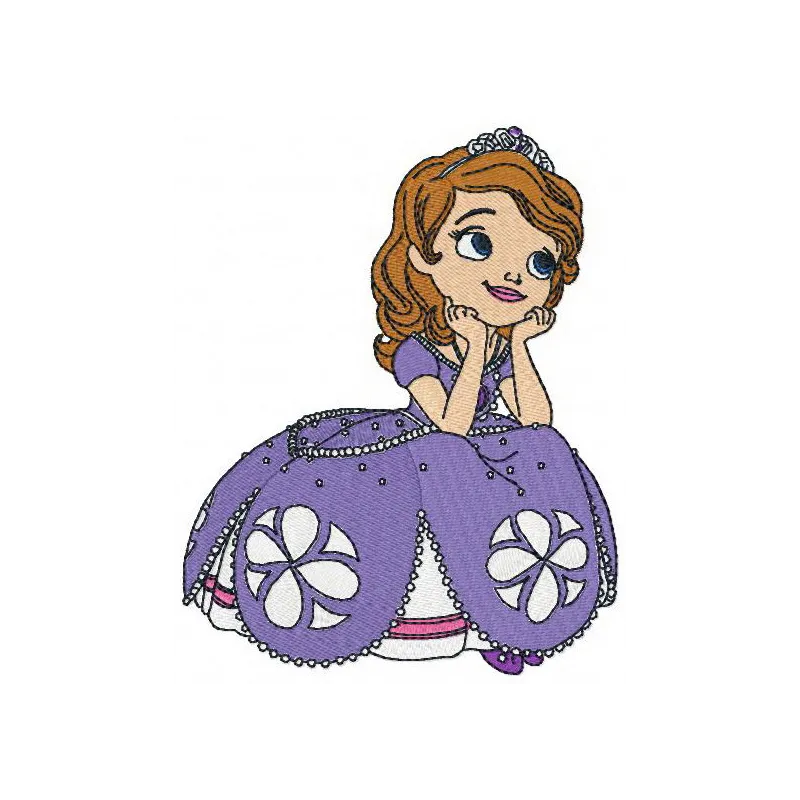 Dreamy Sofia embroidery design featuring Sofia the First, ideal for stitching on children's clothing and accessories.