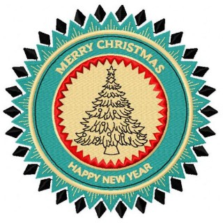 New Year tree badge embroidery design - Embroidery Design