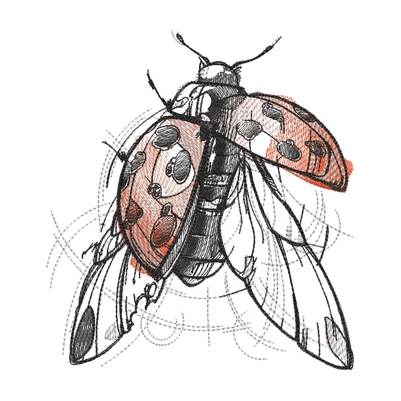 Ladybug sketch embroidery design