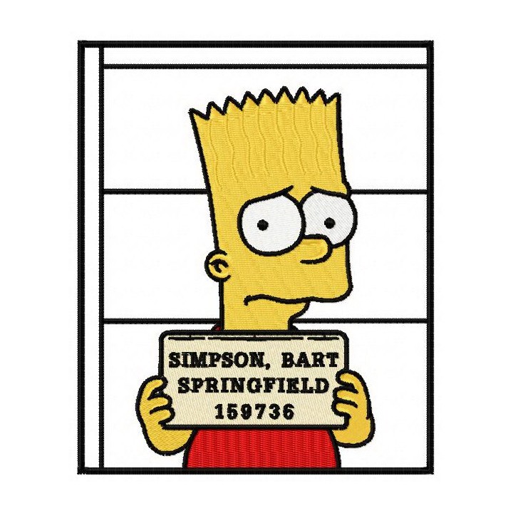 Bart in prison embroidery design - Embroidery Design