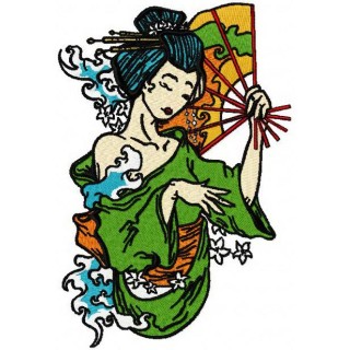 Shy geisha embroidery design - Embroidery Design