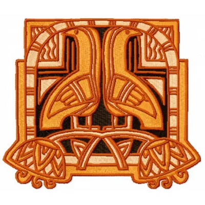 Intricate Guardians of the Tomb embroidery design featuring Egyptian motifs, ideal for creative stitching projects.