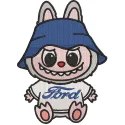 Preview of Labubu Ford embroidery design showcasing vibrant colors and detailed stitching.
