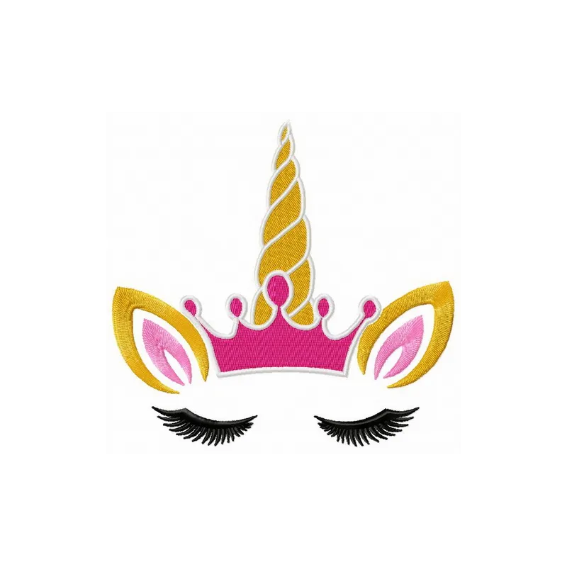 Unicorn princess embroidery design featuring a whimsical unicorn surrounded by stars and a crown for creative stitching.