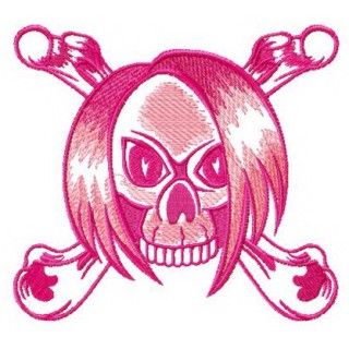 Hairy skull with crossed bones embroidery design - Embroidery Design