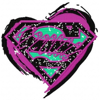 Supergirl's heart open embroidery design - Embroidery Design