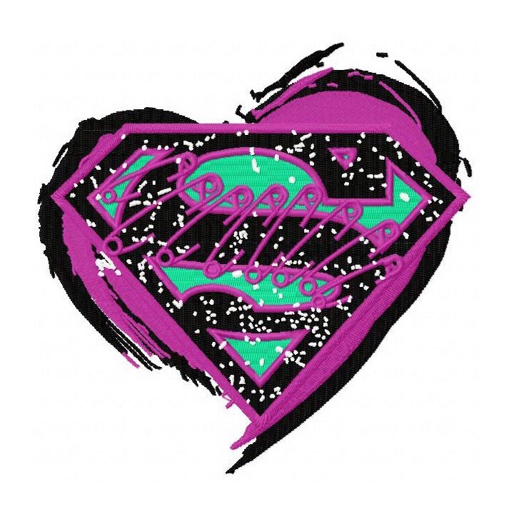 Supergirl's heart open embroidery design - Embroidery Design