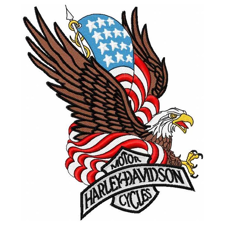 Harley Davidson patriotic logo 5 embroidery design - Embroidery Design