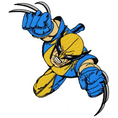 Wolverine 2 embroidery design featuring a superhero motif, ideal for stitching on t-shirts, hoodies, or caps.