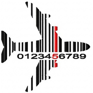 Airplane barcode embroidery design - Embroidery Design