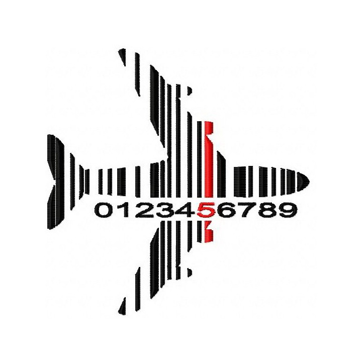 Airplane barcode embroidery design - Embroidery Design