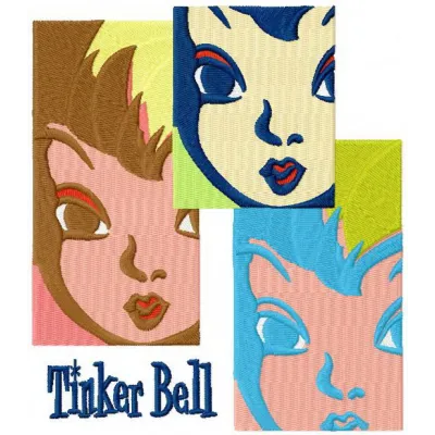 Tinker Bell collage embroidery design featuring whimsical fairy motifs, ideal for stitching on garments and accessories.