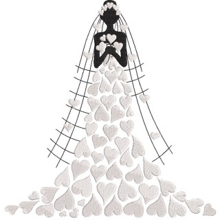 Bride dress of hearts embroidery design - Embroidery Design