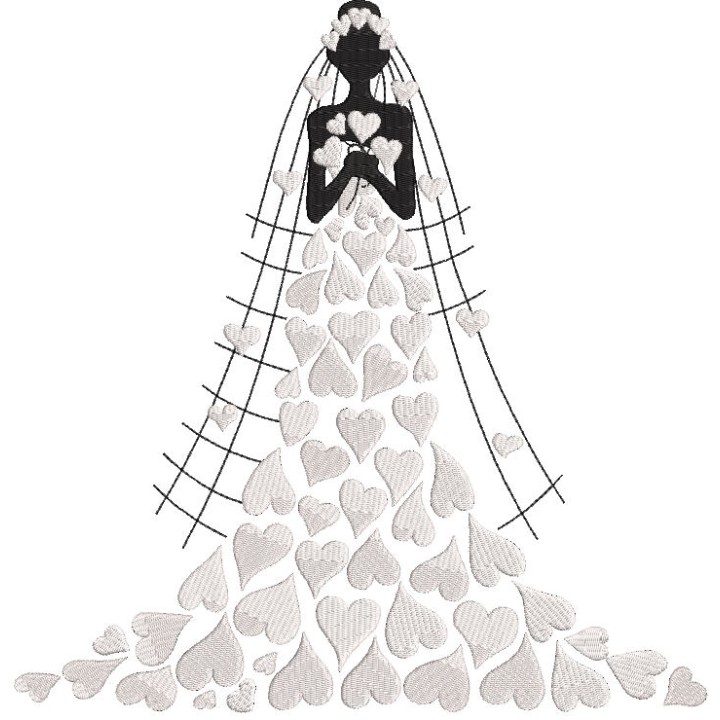 Bride dress of hearts embroidery design - Embroidery Design