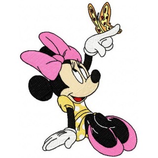 Minnie Mouse with butterfly embroidery design - Embroidery Design