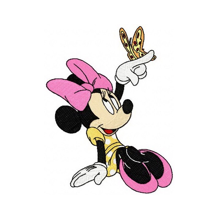 Minnie Mouse with butterfly embroidery design - Embroidery Design