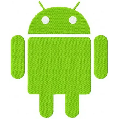 Preview of an Android embroidery design featuring a fun robot motif, perfect for t-shirts and hoodies.