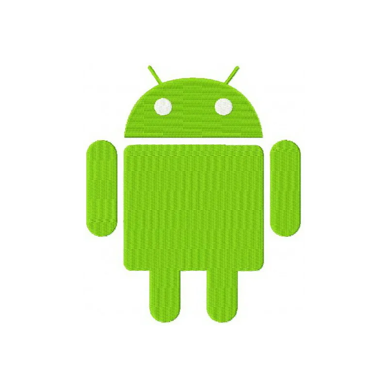 Preview of an Android embroidery design featuring a fun robot motif, perfect for t-shirts and hoodies.