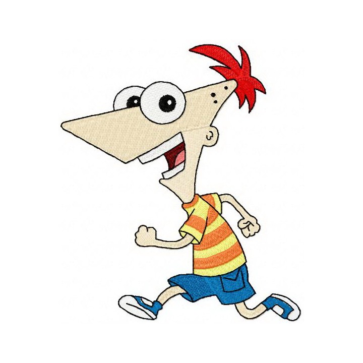 Phineas running embroidery design - Embroidery Design