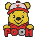 Embroidery design preview of Pooh Winnie featuring vibrant colors and detailed stitching.