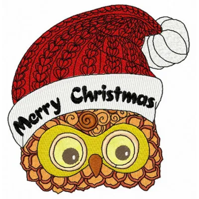 Preview of Christmas owl 4 embroidery design featuring a festive owl motif, perfect for holiday projects.
