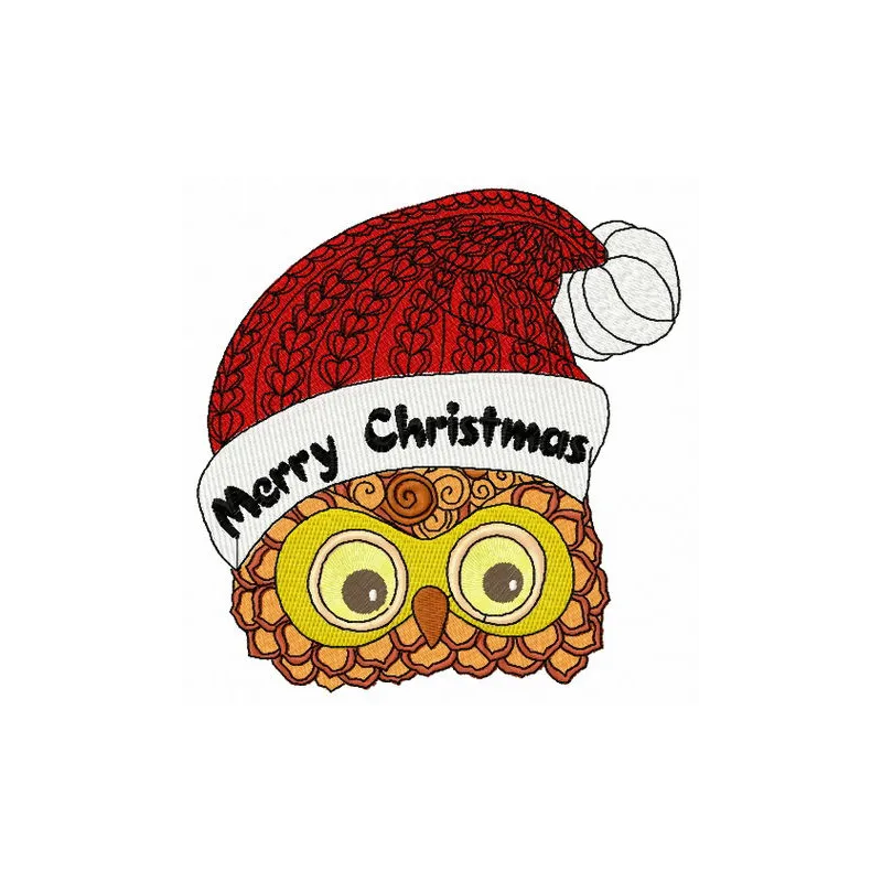 Preview of Christmas owl 4 embroidery design featuring a festive owl motif, perfect for holiday projects.