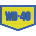 Embroidery design preview of the WD-40 logo, showcasing vibrant colors and detailed stitching.