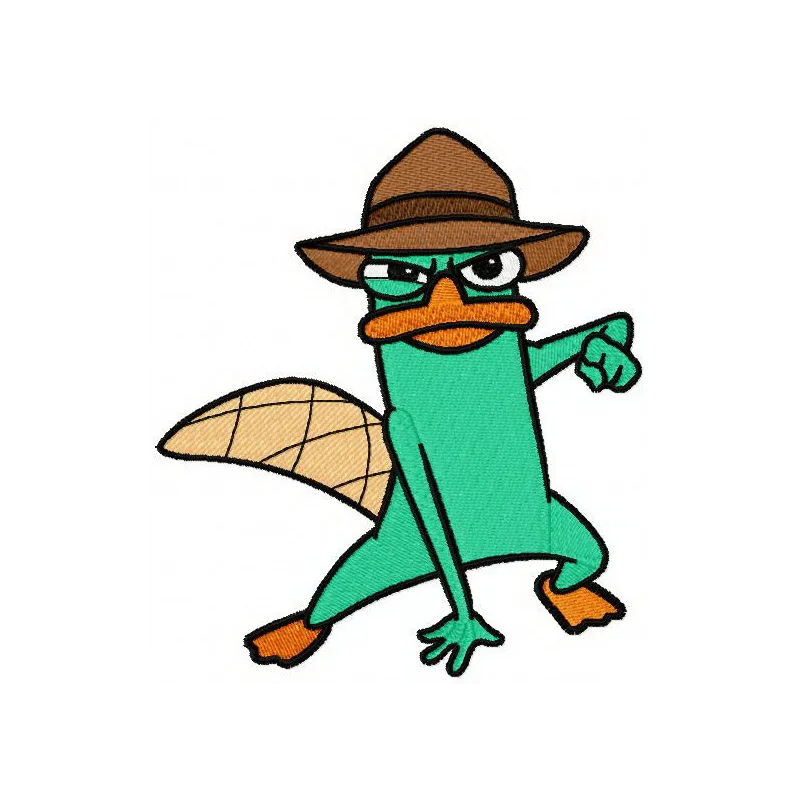 Perry the Platypus 2 embroidery design featuring a whimsical character from Phineas and Ferb for creative stitching projects.