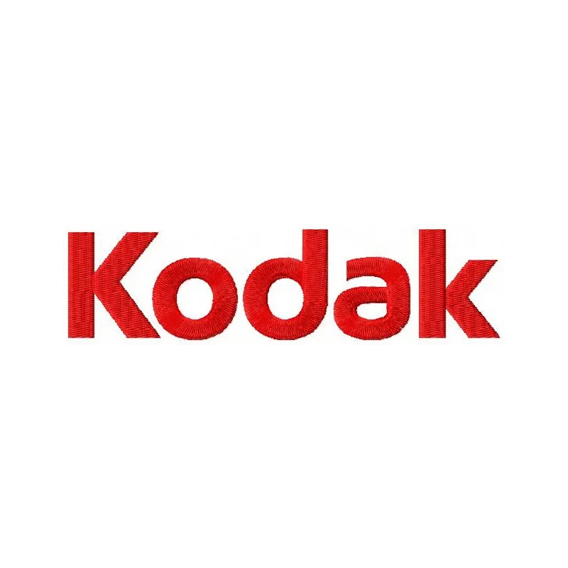 Preview of Kodak logo embroidery design, showcasing intricate stitching details for creative projects.