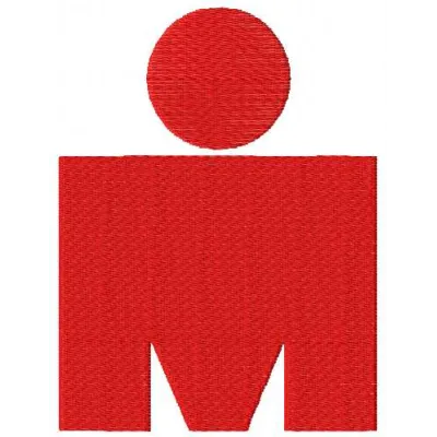 Ironman Triathlon logo embroidery design showcased on a fabric, ideal for sports gear and fitness apparel.