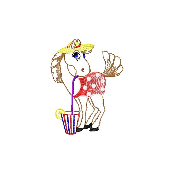Drinking Horse embroidery design - Embroidery Design