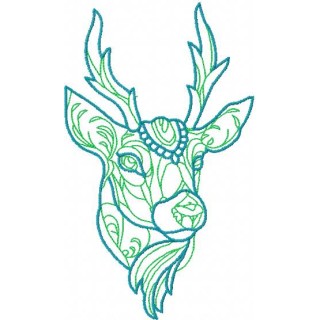 Colored deer embroidery design - Embroidery Design