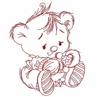 Baby teddy bear with toys 5 embroidery design - Embroidery Design