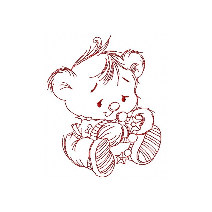 Baby teddy bear with toys 5 embroidery design - Embroidery Design