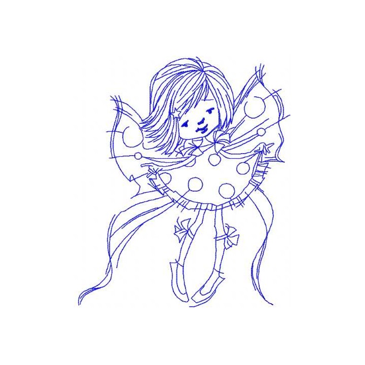 Flying fairy redwork 3 embroidery design - Embroidery Design