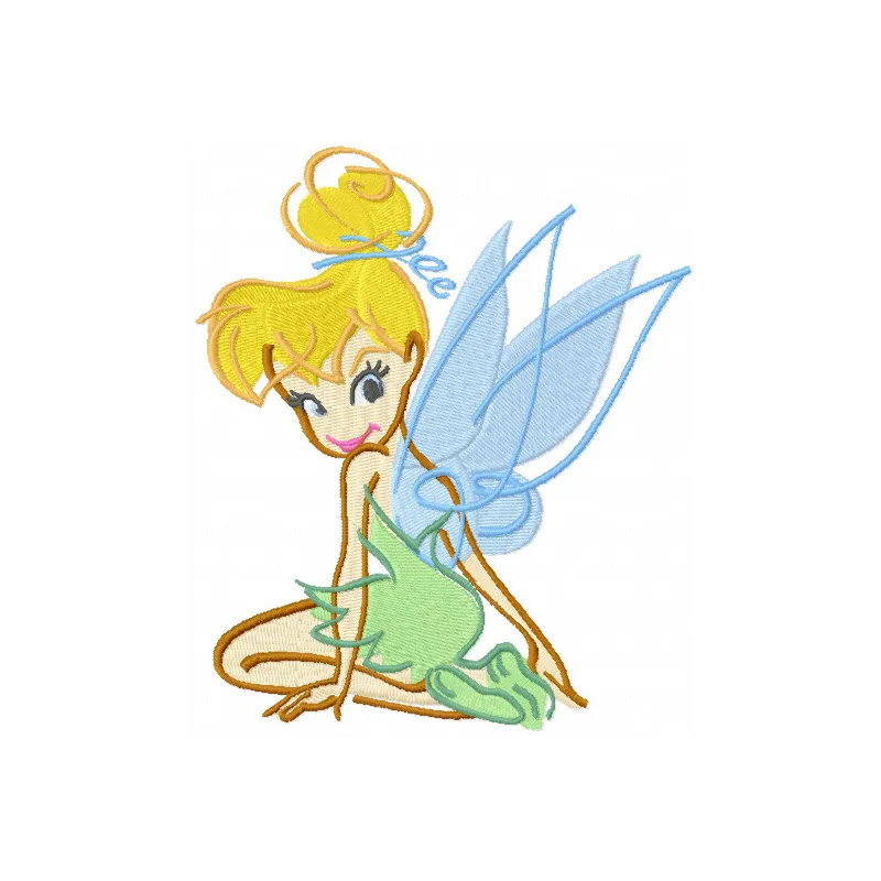 Tinkerbell sketch embroidery design preview showcasing whimsical details for creative stitching projects.