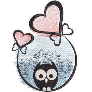 Owl in night forest embroidery design - Embroidery Design