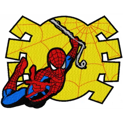 Spiderman big jump embroidery design showcasing a dynamic superhero motif for creative stitching projects.