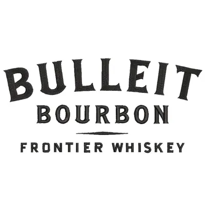 Embroidery design preview of the Bulleit Bourbon logo featuring detailed stitching and vibrant colors.