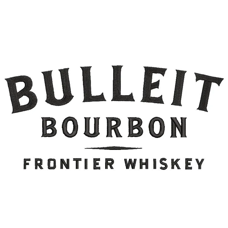 Embroidery design preview of the Bulleit Bourbon logo featuring detailed stitching and vibrant colors.
