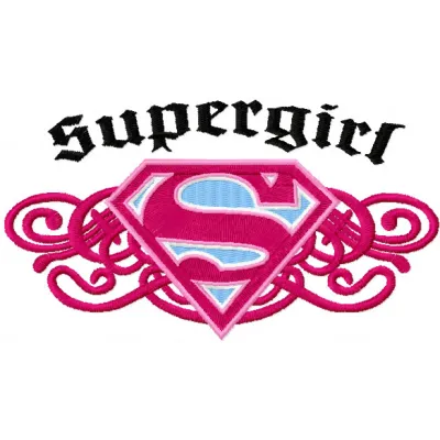 Supergirl vintage logo embroidery design showcasing a classic comic-inspired emblem for stitching projects.